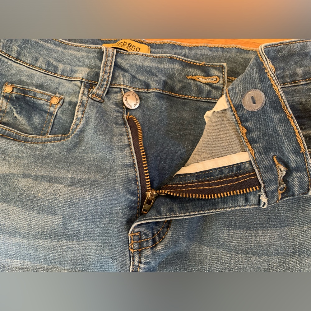 Vinizbena crossover waist slit front stretchy denim skirt size M - Picture 10 of 12
